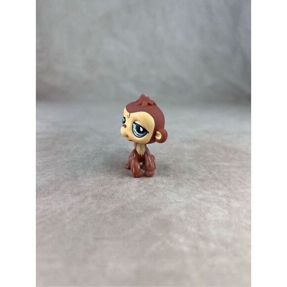 Littlest Pet Shop LPS Brown Monkey with Blue Teardrop Eyes 485 - Picture 2 of 6